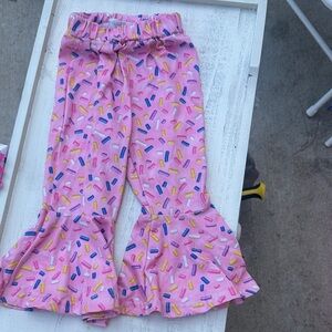 Pink Sprinkle Patterned Flared Pants